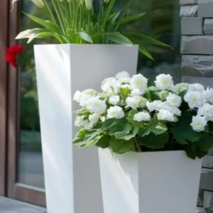 Mat Beyaz Minimalist Dikey Saksı