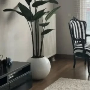 Antrasit Pütürlü Dokulu Yuvarlak Saksı