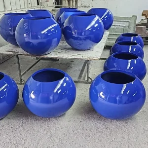Saks Mavisi Parlak Yuvarlak Saksı